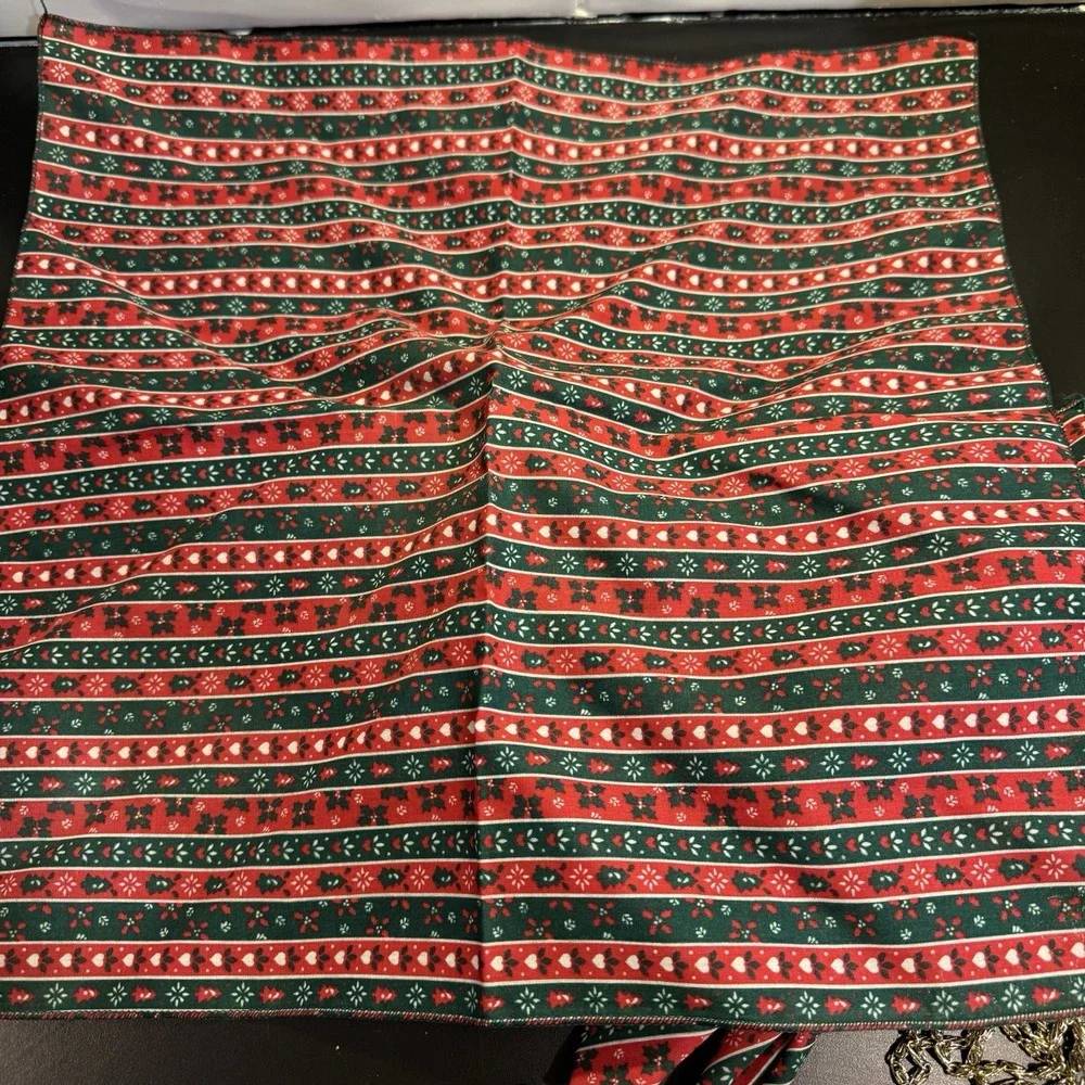 Christmas Poinsettia Cloth Napkins Set Of 4 Holiday Table Decor Handmade Striped